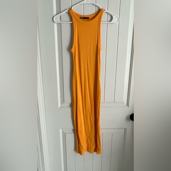 Orange Zara MIDI Dress size Small - Picture 1 of 4